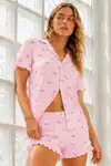 Kadın Örme Pamuklu Mini Kar Beyaz Pijama Takımı - Görsel 12