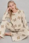 Kadın Çizgili Kalp Desenli Uzun Yeşil Pijama Takımı - Görsel 20