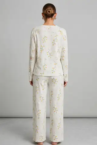 Kadın Çizgili Kalp Desenli Uzun Yeşil Pijama Takımı - 8