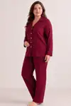 Kadın Puantiyeli Düğmeli Siyah Pijama Takımı 852 - Görsel 12