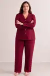 Kadın Puantiyeli Düğmeli Siyah Pijama Takımı 852 - Görsel 9