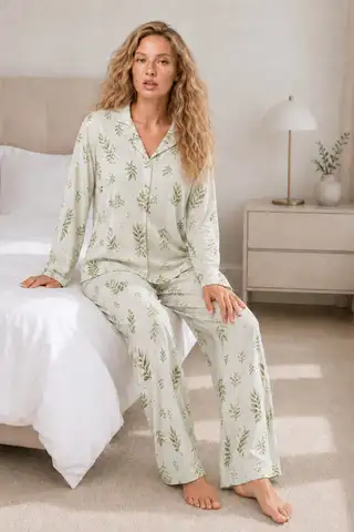 Kadın Casual Esnek Bol Lila Pijama Takımı 4672 - 16