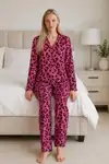Kadın Casual Esnek Bol Lila Pijama Takımı 4672 - Görsel 3