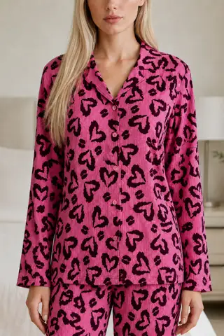 Kadın Casual Esnek Bol Lila Pijama Takımı 4672 - 6