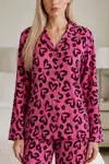 Kadın Casual Esnek Bol Lila Pijama Takımı 4672 - Görsel 6