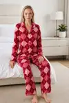 Kadın Casual Esnek Bol Lila Pijama Takımı 4672 - Görsel 9