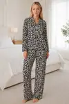 Kadın Desenli Relaxed Leopar Pijama Takımı 4665 - Görsel 3