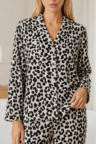 Kadın Desenli Relaxed Leopar Pijama Takımı 4665 - 6