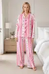 Kadın Desenli Relaxed Leopar Pijama Takımı 4665 - Görsel 7