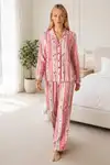 Kadın Desenli Relaxed Leopar Pijama Takımı 4665 - Görsel 10