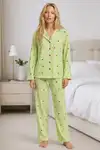 Kadın Ev Giyimi Rahat Yeşil Pijama Takımı 4660 - Görsel 1