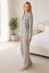 Kadın Ev Giyimi Rahat Yeşil Pijama Takımı 4660 - Görsel 11
