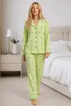 Kadın Ev Giyimi Rahat Yeşil Pijama Takımı 4660 - Görsel 4
