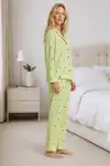 Kadın Ev Giyimi Rahat Yeşil Pijama Takımı 4660 - Görsel 5