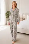 Kadın Ev Giyimi Rahat Yeşil Pijama Takımı 4660 - Görsel 8