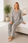 Kadın Ev Giyimi Rahat Yeşil Pijama Takımı 4660 - Görsel 9