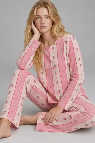 Kadın Bol Paça Relaxed Pembe Pijama Takımı 4692 - 4