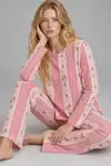 Kadın Bol Paça Relaxed Pembe Pijama Takımı 4692 - Görsel 4