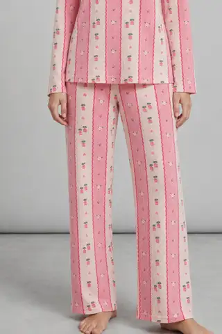 Kadın Bol Paça Relaxed Pembe Pijama Takımı 4692 - 5