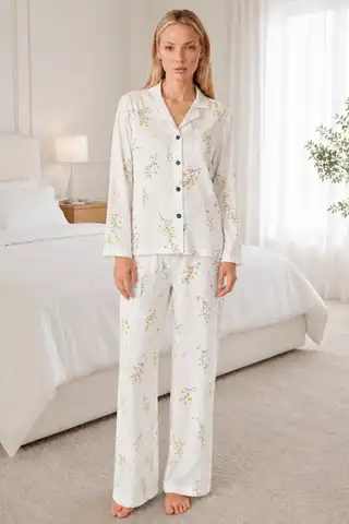 Kadın Desenli Esnek Bol Kırmızı Pijama Takımı 4735 L Kırmızı Kırmızı - 12
