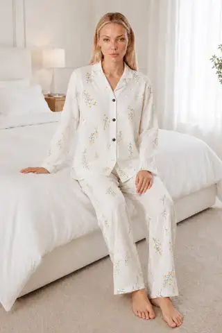 Kadın Desenli Esnek Bol Kırmızı Pijama Takımı 4735 L Kırmızı Kırmızı - 10