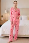 Kadın Dudak Desenli Pembe Pijama Takımı 4677 - Görsel 2