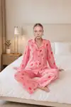 Kadın Dudak Desenli Pembe Pijama Takımı 4677 - Görsel 5