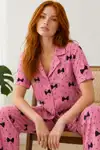 Kadın Kısa Kol Desenli Pembe Pijama Takımı 4729 - Görsel 1