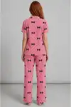 Kadın Kısa Kol Desenli Pembe Pijama Takımı 4729 - Görsel 2