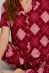 Kadın Kısa Kol Desenli Pembe Pijama Takımı 4729 - Görsel 11