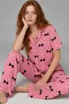 Kadın Kısa Kol Desenli Pembe Pijama Takımı 4729 - Görsel 5