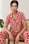 Kadın Kısa Kol Comfort Kırmızı Pijama Takımı 4725 - Görsel 1