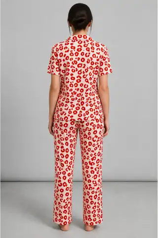 Kadın Kısa Kol Comfort Kırmızı Pijama Takımı 4725 - 2