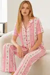 Kadın Kısa Kol Comfort Kırmızı Pijama Takımı 4725 - Görsel 16