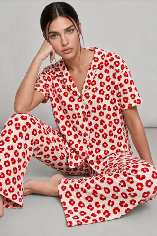Kadın Kısa Kol Comfort Kırmızı Pijama Takımı 4725 - 3
