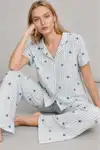 Kadın Kısa Kollu Rahat Mavi Pijama Takımı 4728 - Görsel 1