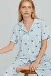 Kadın Kısa Kollu Rahat Mavi Pijama Takımı 4728 - Görsel 2