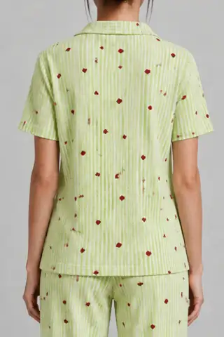 Kadın Kısa Kollu Rahat Mavi Pijama Takımı 4728 - 11