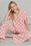 Kadın Kısa Kollu Rahat Mavi Pijama Takımı 4728 - Görsel 15