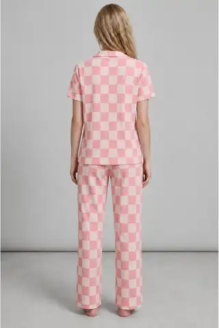 Kadın Kısa Kollu Rahat Mavi Pijama Takımı 4728 - 16