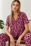 Kadın Kısa Kollu Rahat Mavi Pijama Takımı 4728 - Görsel 19