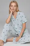 Kadın Kısa Kollu Rahat Mavi Pijama Takımı 4728 - Görsel 3