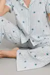 Kadın Kısa Kollu Rahat Mavi Pijama Takımı 4728 - Görsel 5