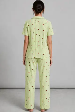 Kadın Kısa Kollu Rahat Mavi Pijama Takımı 4728 - 8