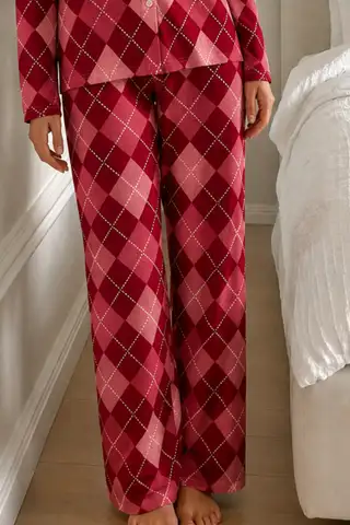Kadın Bürümcük Tam Boy Mavi Pijama Takımı - 16