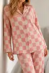 Kadın Bürümcük Tam Boy Mavi Pijama Takımı - Görsel 9