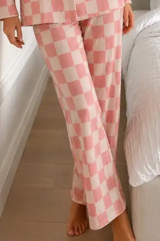 Kadın Bürümcük Tam Boy Mavi Pijama Takımı - 10