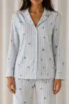 Kadın Desenli Basic Kış Mavi Pijama Takımı - Görsel 3
