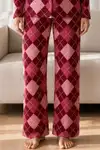 Kadın Desenli Basic Kış Mavi Pijama Takımı - Görsel 10