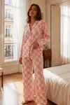 Kadın Relax Fit Düğme Mavi Pijama Takımı - Görsel 7